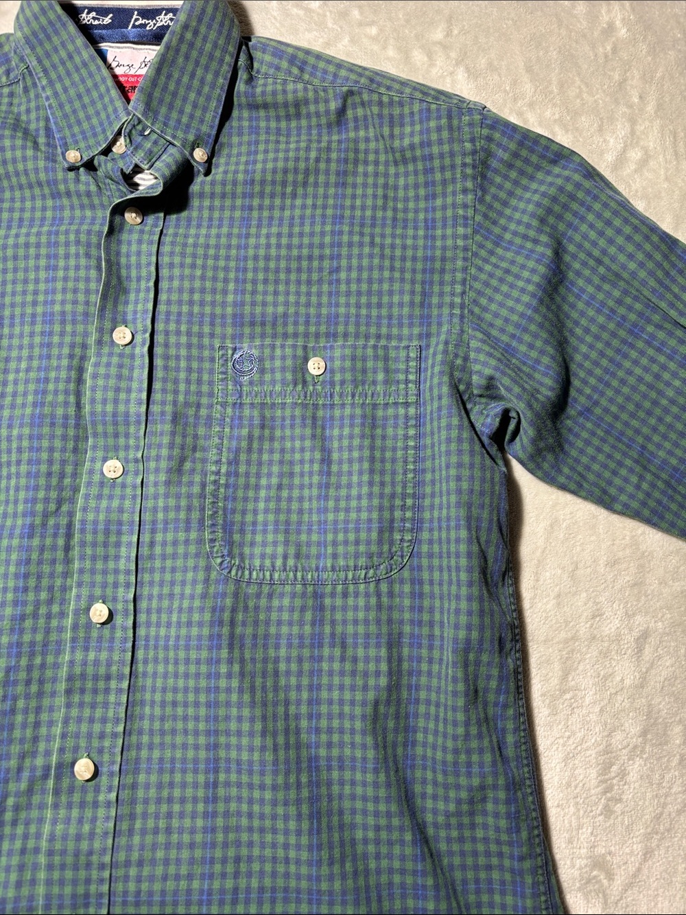 Wrangler Cowboy Cut Gorge‎ Strait Men’s M Green Blue Plaid Button Down Shirt - Picture 3 of 12